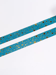 A 10mm Turquoise and Gold Stars Washi Tape by GretelCreates available at a UK Washi Shop.