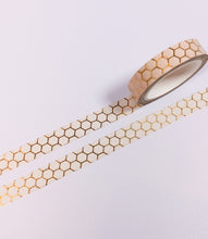 Load image into Gallery viewer, GretelCreates is a UK Washi Shop selling 10mm foil washi tape in peach and gold honeycomb design.