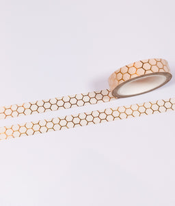 A 10mm Peach and Gold Honeycomb Washi Tape by GretelCreates, available at a UK Washi Shop.