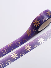 Load image into Gallery viewer, Purple &amp; Gold Foil Moon and Sun Washi Tape
