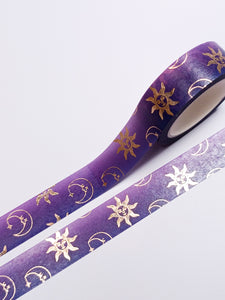 Purple & Gold Foil Moon and Sun Washi Tape