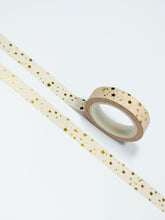 Load image into Gallery viewer, A roll of 10mm Peach and Gold Foil Stars Washi Tape by GretelCreates.