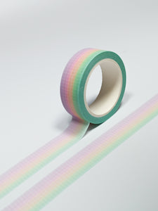 Pastel Ombre Grid washi tape by GretelCreates on a white surface.