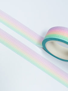 Pastel Ombre Grid Washi Tape by GretelCreates was on a white surface.