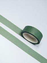 Load image into Gallery viewer, Dark Olive Green &amp; White Grid Washi Tape by GretelCreates was on a white surface.