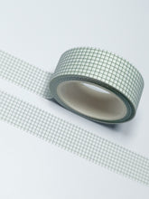 Load image into Gallery viewer, Dark Olive Green Grid on White Washi Tape