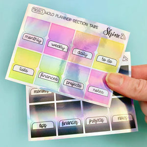 holo vinyl mini section tabs mini sheet - shine sticker studio