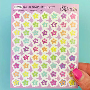 Shine Sticker Studio Holographic FOILED Star Date Stickers