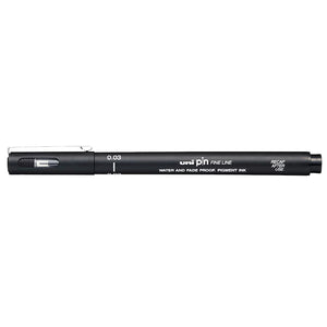 Uni Pin Fine Line , Water and Fade Proof Pen (Pigment Ink) Black
