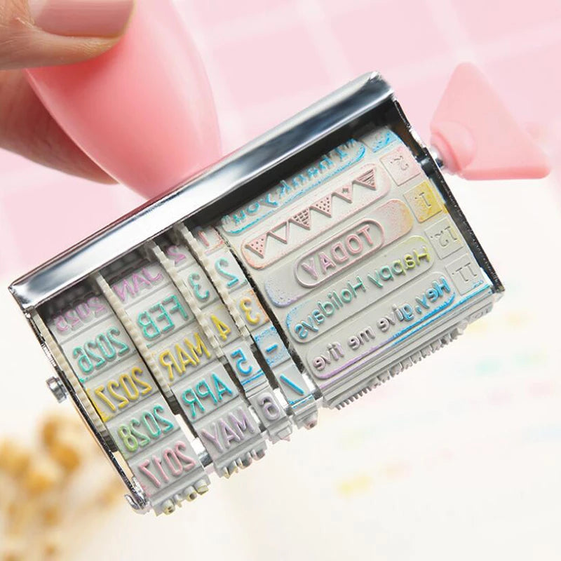 Roller Date Stamp 2022 - 2033, Calendar Stamps With Decorative Pattern For Planner