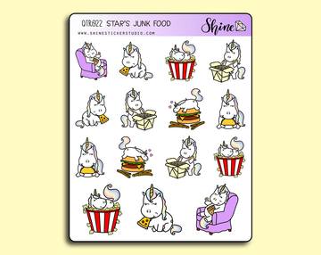 star's junk food stickers - star the unicorn