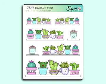 succulent shelf stickers - shine sticker studio