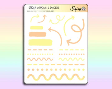 clear arrows & dividers bullet journal stickers - shine sticker studio orange/yellow
