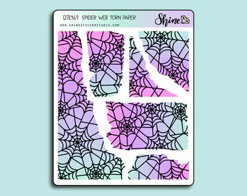 Shine Sticker Studio Spider Web Torn Paper Stickers