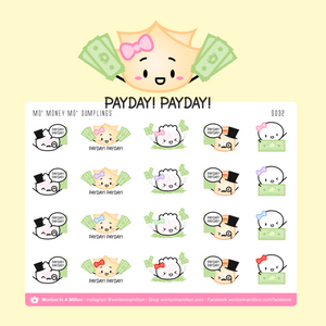 payday mo' money mo' dumplings - wonton in a million sticker sheet