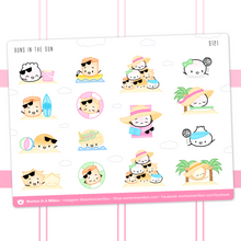 Load image into Gallery viewer, buns in the sun beach day - wonton in a million sticker sheet