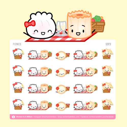 picnic  - wonton in a million sticker sheet