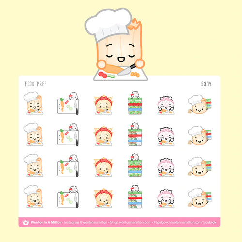 food prep - wonton in a million sticker sheet