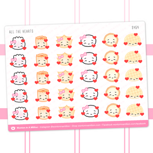 all the hearts emoji sticker sheet - wonton in a million
