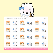 Load image into Gallery viewer, a dumpling a day keeps the doctor away sticker sheet - wonton in a million
