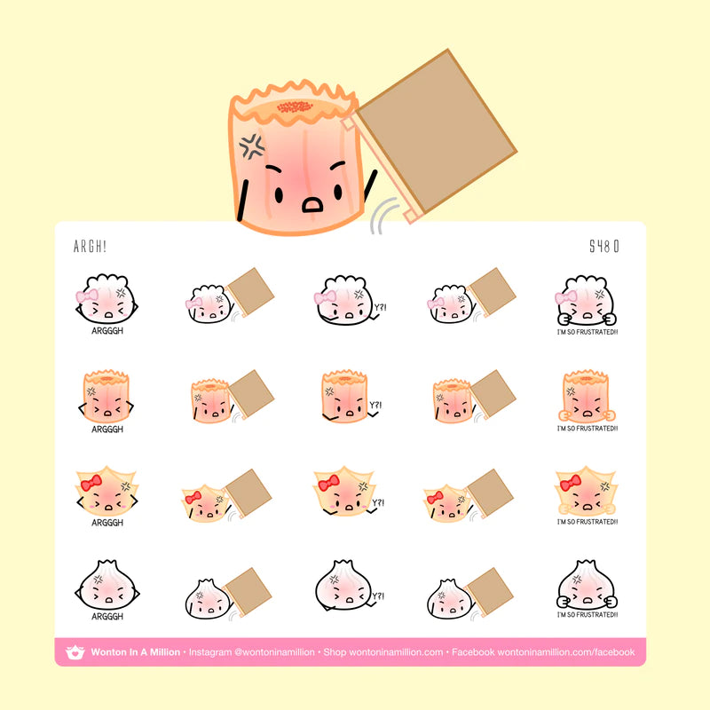 argh - wonton in a million sticker sheet