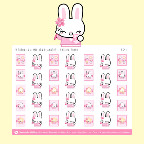 Wonton in a Million Sakura Bunny Planners Decorative Sticker Sheet