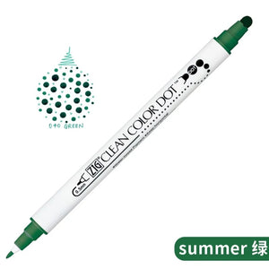 kuretake zig clean color dot individual pens green 040