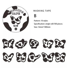 Load image into Gallery viewer, monochrome animal print washi tape stickers b - butterflies