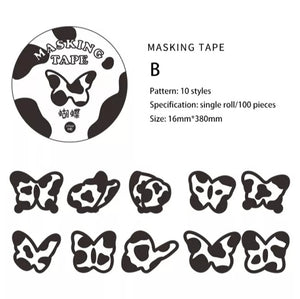 monochrome animal print washi tape stickers b - butterflies