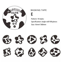 Load image into Gallery viewer, monochrome animal print washi tape stickers e - shapes