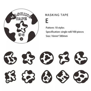 monochrome animal print washi tape stickers e - shapes