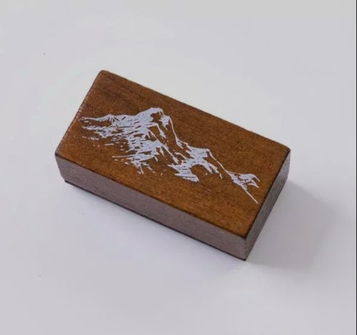 mountain wooden block stamp