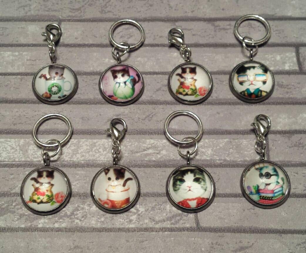 Cat Stitch Markers// Cat Lover Progress Keepers// Cute Knitting Markers