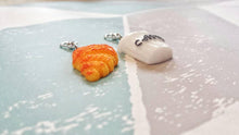 Load image into Gallery viewer, coffee and croissant stitch markers// croissant progress keeper// coffee knitting marker