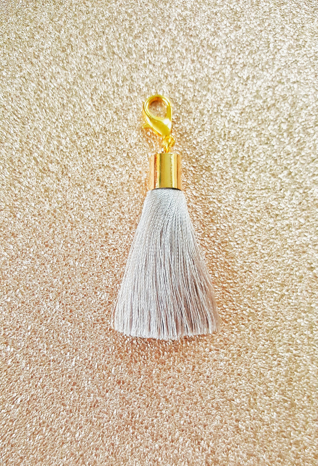 grey tassel planner charm, thread tassel charm