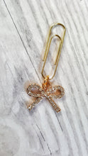 Load image into Gallery viewer, mini bow dangle clip, diamante bow planner charm