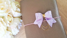 Load image into Gallery viewer, Lilac Bow Planner Clip, Velour Bow Clip, Bow Planner Clip, Velvet Bow Bookmark