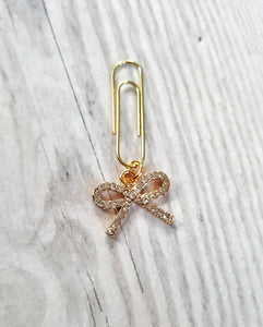 mini bow dangle clip, diamante bow planner charm