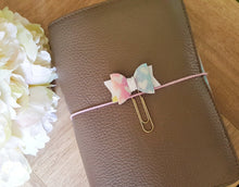 Load image into Gallery viewer, Glitter Planner Clip, Heart Bow Clip, Bow Planner Clip, Pastel Hearts Bow Bookmark