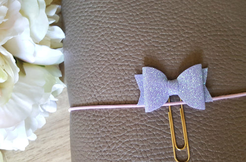 lilac glitter bow planner clip