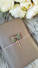 Load image into Gallery viewer, Green Bow Planner Clip, Gold Bow Clip, Bow Planner Clip, Christmas Glitter Bow Bookmark