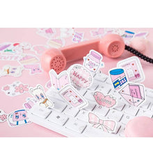 Load image into Gallery viewer, pink kawaii bear sticker flakes, cute lifestyle sticker flakes