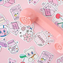 Load image into Gallery viewer, pink kawaii bear sticker flakes, cute lifestyle sticker flakes