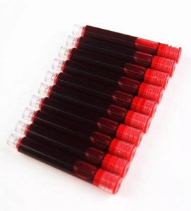 3.4mm calibre red fountain pen cartridges, coloured ink cartridges, red fountain pen ink