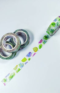 purple monstera leaf washi tape, green swiss cheese plant decorative tape