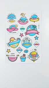 Cute Pink & Blue Summer Time Beach Girl Stickers