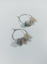 Load image into Gallery viewer, natural quartz silver hoop earrings, natural crystal hoop earrings