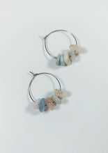 Load image into Gallery viewer, natural quartz silver hoop earrings, natural crystal hoop earrings