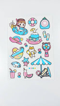 Load image into Gallery viewer, Cute Pink &amp; Blue Summer Time Beach Girl Stickers