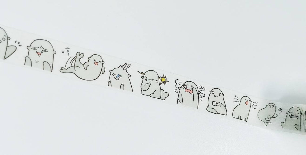 kawaii seal washi tape, cute seal decorative planner tape